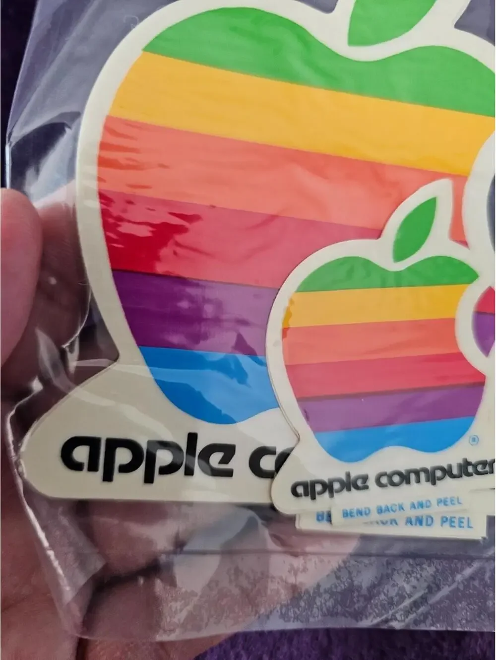4pc Vintage Apple Computer Decal Stickers Rainbow 80s 2 large 2Small Multicolor